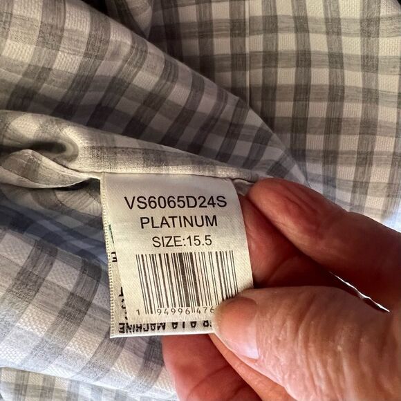 Bugatchi Grey and White Checked Shirt. Size 15.5 34/35. Great Condition!! - Picture 6 of 9